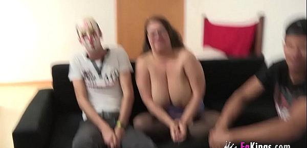  ENORMOUSLY TITTED Agata gets a rough anal pounding while husband watches